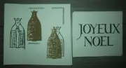 Vintage handmade Christmas cards, Three Wise Men & Joyeux Noel, 9 pcs each