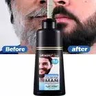 Men 2 in 1 Beard Mustache Natural Hair Color Shampoo Permanent Black Dye 200ml