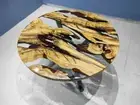 Clear Epoxy Resin Dining Center Table Top, Wooden Round Home Furniture Table Top