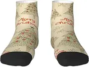[JEJEA] Christmas Tree print Men's Athletic Cushioned Crew Socks Crew Training Athletic Socks Men and Women for Sports