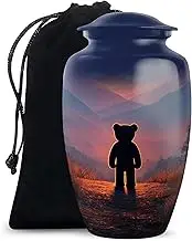 Teddy Bear Cremation Urns for Ashes, Funeral & Burial Urn for Ash, Decorative Gift for Male & Female, Medium, Blue, 6 Inch