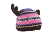 FLOSO Childrens/Kids Fairisle Moose Winter Beanie Hat With Antlers (Pink/Purple) (One Size)