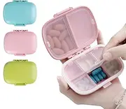 3 Portable Pill Box Organizer, 8 Compartments Portable Pill Case, Small Pill Box for Pocket Purse Portable Medicine Pills/Capsules/Vitamins/Fish Oil Etc（Pink,Blue,Green)