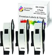 Cartridge Planet 3 Pack Compatible Label Roll for Brother DK-11204 DK11204 17mm x 54mm 400 Labels per Roll for Brother QL1050 QL1050N QL1060N QL1100 QL1110NWB QL500 QL550 QL570 QL580N QL650TD QL700 QL720NW QL800 QL810W QL820NWB Label Printer