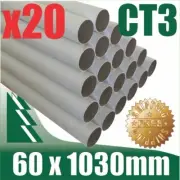20 x Cardboard Mailing Tubes 60 x 1.5 x 1030mm includes end caps BULK BUY