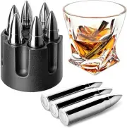Whiskey Bullet Stones, Stainless Steel Whisky Rocks, Reusable ice cube Metal ...