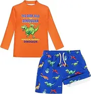 [MILANKERR] Toddler Boys Rash Guard Sets,Swim Trunks with Compression Liner,Swim Shirt Sets