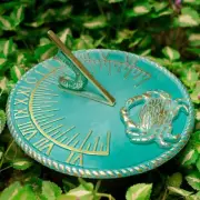 Solid Brass Garden Sundial Verdigris Blue Beach Design Crab and Fish
