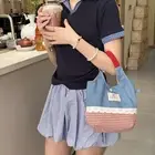 Denim Plaid Handbag Canvas Commuting Bags Korean Tote Bags