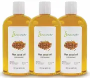 FLAX SEED OIL NATURAL CARRIER VIRGIN COLD PRESSED PURE 48 OZ (3 X 16 OZ)