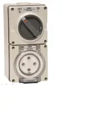NHP ISOC450PG Three Phase Switched Socket Outlet 4 Pin 50Amp 500VAC IP66 Grey