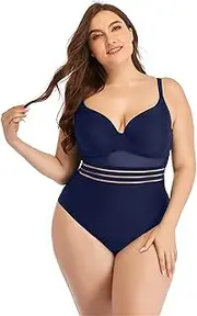 [GDYJP] Women's One Piece Swimsuit Plunge V Neck Monokini Sexy Low Back Mesh Swimwear Bathing Suits (Color : C, Size : 4X-Large)