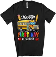 [Generic] Happy First Day of School; Amusing Back to School Driver School Bus Lover; Student Teacher Unisex T-Shirt