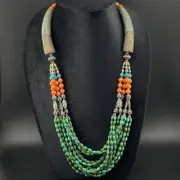 Eye Catching Turquoise Beaded Strings Beautiful Handmade Tibetan Necklace
