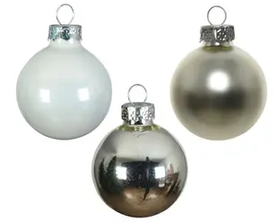 荷蘭 Kaemingk 聖誕裝飾玻璃球/ 3.5公分/ 銀白混合/ 16入組