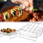 1pc Baking Tray Skewers Air Fryer Stainless Steel Holder BBQ Rack Double-deck AU