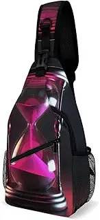 [RTSEBVN] Sling Backpack Fashion Chest Bag Creative Hourglass Representing Time Printing Crossbody Backpacks for Men Women, Style, 38x20cm, Full Printed Chest Bag, Style, 38x20cm