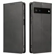 Leather Phone Case For Google Pixel 6a,Wallet Stand Calf Texture Magnetic Closure Phone Case