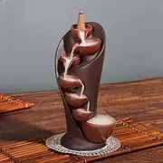 REAWOW Waterfall Incense Holder Backflow Incense Burner with 20 Incense Cones,Tweezer and Mat Spiral Incense Waterfall Smoke Fountain for Home Office Yoga Aromatcherapy Spas（Torch Shape）