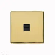 Schneider Secondary Single BT Telephone Socket Polished Brass Ultimate Screwless