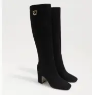 Sam Edelman FAREN Square Toe Knee HIGH Black Suede Boots