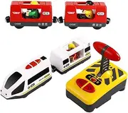 MOLUCKFU 1set Remote Control Boy Girl Electric Train Plastic Train Toy with Engine and Carriages Safe and Fun Present for Boys and Girls Enhances Color and Shape Cognition