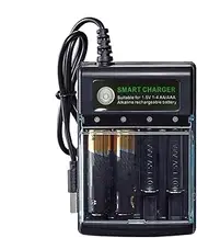 Battery Charger 4 Bay - Alkaline Battery 1.5V Charger | Household Battery Chargers Smart USB AA Battery Charger - Individual Battery Charging Station Battery Pack Charger for AA AAA Batteries