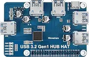Waveshare USB 3.2 Gen1 HUB HAT Compatible with Raspberry Pi 5/4B/3B/3B+/Zero/Zero W,USB 3.2 Gen1 x 4,Ports Driver-Free Plug and Play