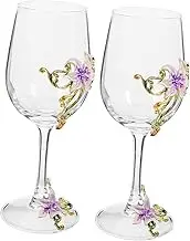 FUNOMOCYA 2pcs Flower Goblet Flower Pattern Wine Cup Glass Goblet Wine Cup