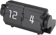 Automatic Flip Calendar Clock, Retro Mechanical Digital Desk Alarm Clock, Large Number Display, 12 Hours Format, for Living Room Study Room Office, 120 Days Long Standby (Black)