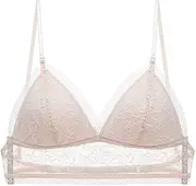 [LAEFERO] Low Back Triangle Cup Women Lingerie Brassiere - Low Back Bra for Backless Dress, Sexy Deep Lace U-Shaped Back Bralette