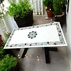 White Marble Console Table Top Precious Inlay Floral Work Dining Room Furniture