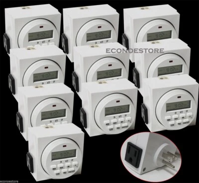 Lot(10)7 Day Dual Outlet Digital Timer Light Fan HydroponicTimers 15A 1725W UL