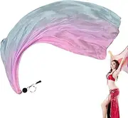 Arrovarp Dance Silk Veil - Colorful Silk Flag Ribbon Streamer | Gradual Colors Elegant Silk Flag Ribbon with Poi Ball for Dance Arts Belly Dance Practice