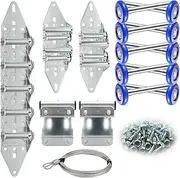 Linwnil Garage Door Rollers Hinges Set Bracket Screw Wire Rope Replacement Parts Blue Nylon Garage Door Wheels Quiet High Load 6200RS Seal Roller Hardware Tune Up Kit for 16 x 7, 18 x 7 Door