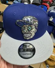 New Era Los Angeles Dodgers 9Fifty SnapBack Hat Sugar Skull Wearing Cap Gray