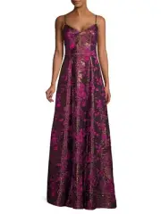 New! AIDAN By AIDAN MATTOX ~Size 4~ Floral Print Metallic Jacquard Gown Dress
