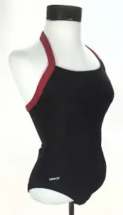 SPEEDO Swimsuit One Piece Vintage Bathing Suit Halter Black/Red Women's 8/34 New