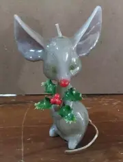 Vintage Lorelei Handmade Christmas Mouse Candle Glossy Wax 6'' Rare