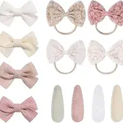 Girls Hair Bows - 12 Pieces Retro Style Versatile Colours Safe Headband for Any Occasion