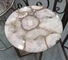 White Agate Coffee Round Table Top, Agate Geode Furniture Table Top Home Decor