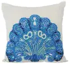 Decorative Pillow Cover Blue 16"x16", Home Decor Cotton Fabric - Blue Turkey