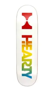Hearty Skateboard Deck - Glow in the Dark - White + FREE Griptape 7.75, 8, 8.25
