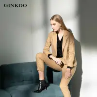 在飛比找momo購物網優惠-【GINKOO 俊克】棉麻西裝外套