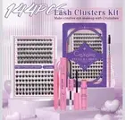 Lash Extension Kit Cluster Lashes 144PCS D Curl Mixed Lengths 2-in-1 Bond & Seal