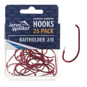 Jarvis Walker Baitholder Red Chem Hook 25Pk 2/0 44372