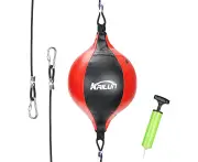 Intsun Aceshop Speed Punch Bag Leather Speed Ball Hanging Boxing Punching Ball, Double End Ball with Boxing Reflex Ball and Pump for Gym MMA Boxing Sports