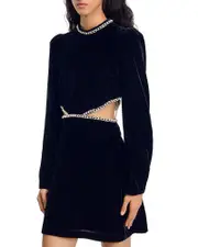 Sandro Maryline Embellished Velvet Mini Dress 34 FR/2 US