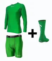 Compression Wear & Grip Socks Bundle - Green Baselayer set - Only Sport