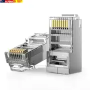 50-Pack RJ45 Pass through Connector Cat6 Shielded Modular Plugs Gold Plated 8P8C
